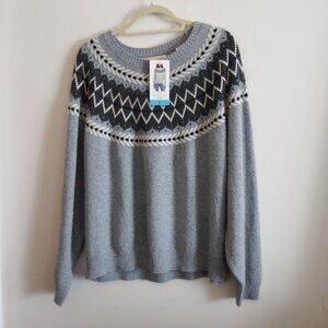 NWT Weatherproof Vintage Fair Isle Grey/Black/Cream Sweater 2X
